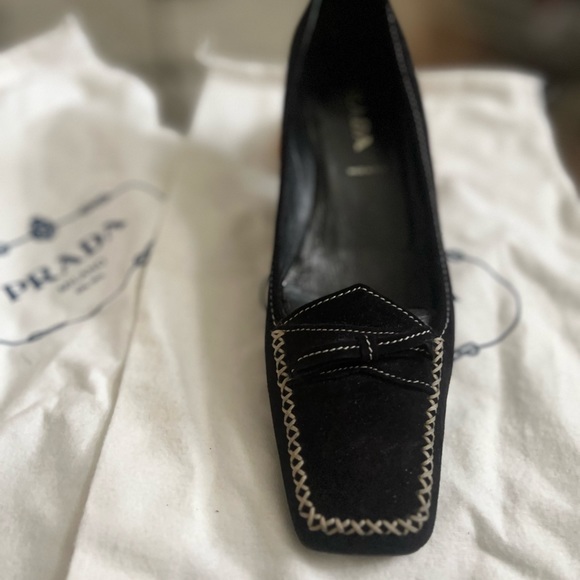 PRADA Scramosciato Black Italian Suede Leather Flats/ Loafers  Sz 36- US Size  6 - Picture 5 of 16